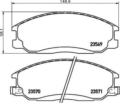 Колодки гальмові дискові передні Hyundai Santa Fe 01-06)/Ssang Yong Actyon, Kyron, Rexton 2.0, 2.4, 2.7 (05-) Nisshinbo NP6007