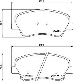 Колодки тормозные дисковые передние Hyundai Accent, i20, Elantra/Kia Rio III 1.4, 1.6, 1.8 (11-) Nisshinbo NP6015 (фото 1)