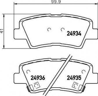 Колодки тормозные дисковые задние Hyundai Elantra 1.6, 2.0 (15-),Tucson 2.0 (04-10)/Ssang Yong Actyon, Korando 2.0 (12-) Nisshinbo NP6022 (фото 1)