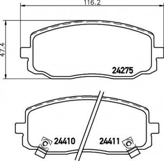 Колодки тормозные дисковые передние Hyundai i10/Kia Picanto 1.0, 1.1 (07-) Nisshinbo NP6024 (фото 1)