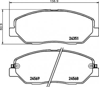 Колодки гальмові дискові передні Hyundai Santa Fe 2.0, 2.2 (12-) Nisshinbo NP6030