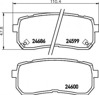 Колодки тормозные дисковые задние Hyundai H-1, ix55 2.5, 3.0 (08-) Nisshinbo NP6033