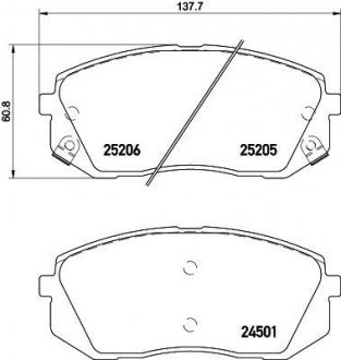 Колодки тормозные дисковые передние Hyundai i40, ix35 1.6, 1.7, 2.0 (11-)/Kia Sportage 2.0, 2.7 (04-) Nisshinbo NP6034 (фото 1)
