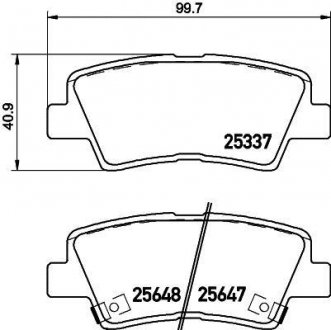 Колодки тормозные дисковые задние Hyundai Accent, i40/Kia Rio/Ssang Yong 1.4, 1.6, 1.7, 2.0 (10-) Nisshinbo NP6036 (фото 1)