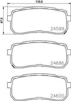 Колодки тормозные дисковые задние Hyundai H-1, i55 22.5, 3.0, 3.8 (11-) Nisshinbo NP6099