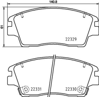 Гальмівні колодки HYUNDAI/KIA Tucson/Sportage \'\'F \'\'15-22 Nisshinbo ="NP6147" (фото 1)