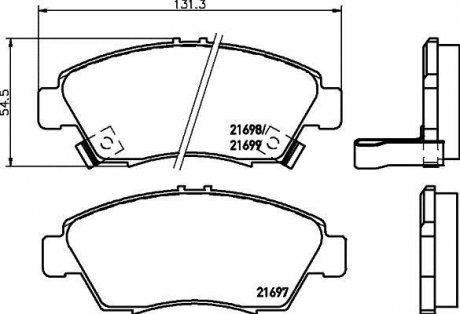 Колодки тормозные дисковые передние Honda Jazz 1.2, 1.3 (02-08), Civic 1.4, 1.6 (96-00) Nisshinbo NP8002