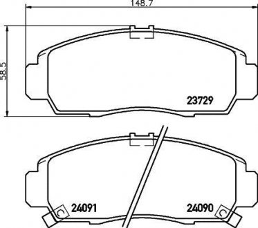 Колодки гальмові дискові передні Honda FR-V 1.7, 2.0, 2.2 (04-09), Jazz 1.2, 1.4 (02-08) Nisshinbo NP8010 (фото 1)