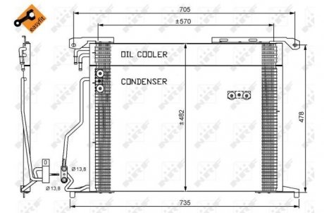 Радіатор кондиціонера DB S-classe (W220, C215) 98-06, SL-classe (R230) 01- NRF 35578
