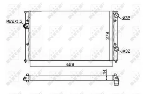 Радиатор охлаждения VW Passat 1.9D (B3) 91-93 NRF 54693