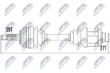 Полуось переднего моста Nty NPWHD036 (фото 1)