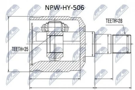 Комплект шарніру приводного валу внутр. лівий HYUNDAI SANTA FE Nty NPW-HY-506 (фото 1)