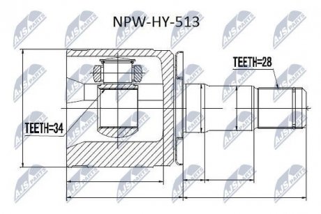 Шарнір внутрішній лівий Hyundai TERRACAN Nty NPW-HY-513