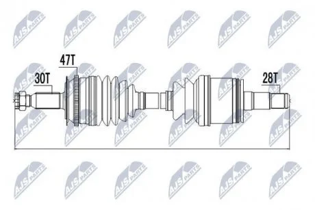 Піввісь приводу ліва Mitsubishi L200/Fiat Fullback 2,4/2,5 07- Nty NPW-MS-000