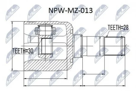 Шарнир равных угловых скоростей Nty NPW-MZ-013