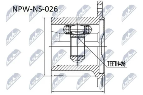 ШРКШ внутр. правий з пильовиком NISSAN X-TRAIL Nty NPW-NS-026
