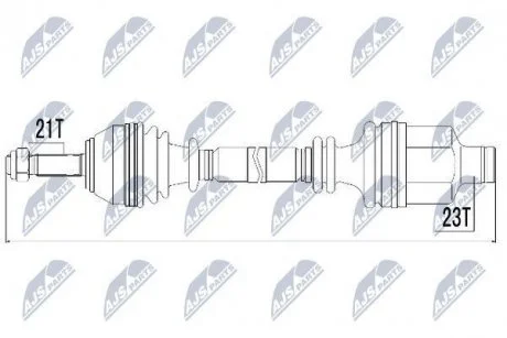 Піввісь права (на шплінт) Renault Clio II 1.1/1.2/16V/1.4/16V/1.5dCi/1.6/1.9D/dTi 98-, Kangoo 1.2/16V/1.4/1.5dCi/1.6 16V/1.9D/dTi 98- L:754/A:21/K:23/ABS:26 Nty NPW-RE-014