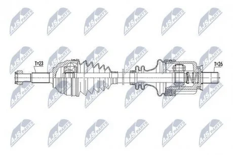Полуось переднего моста Nty NPW-RE-093