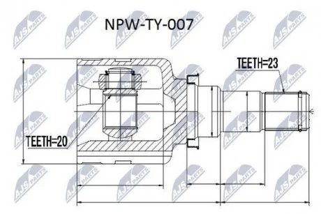 Шарнир равных угловых скоростей Nty NPW-TY-007