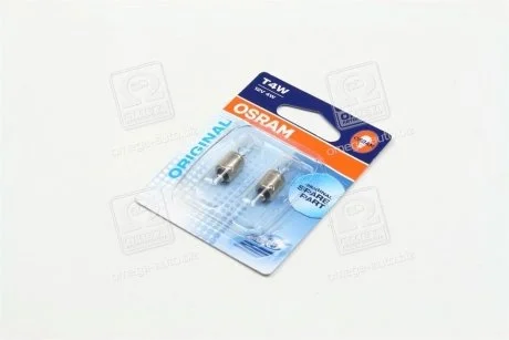 Лампа вспомогат. освещения Т4W 12V 4W ВА9s (2 шт) blister OSRAM 3893-02B (фото 1)