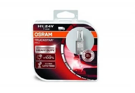 ЛАМПА H1 24V 70W P14.5s Box Truckstar PRO Лампа H1 24V 70W P14,5s Light TruckStar (+100%) Hard DuoPET (2шт) OSRAM 64155TSP-HCB