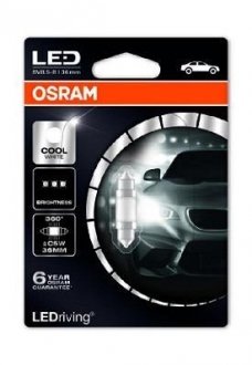 Лампа светодиодная C5W 6000K 12V 1W BAY15D SV8,5-8 LEDriving Premium (36mm) OSRAM 6498CW-01B (фото 1)
