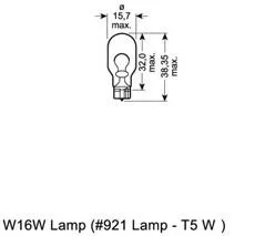 Лампа стоп (1к безцок) W16W OSRAM 921