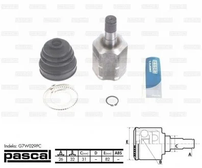 Шрус внутрішній, 1.6/2.0FSI 04-15 PASCAL G7W029PC