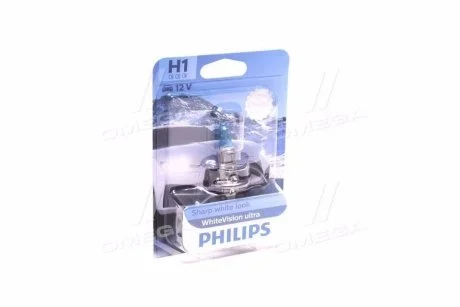 Лампа накала H1 WhiteVision 12V 55W P14,5s (+60) (3700K) (выр-во) PHILIPS 12258WVUB1