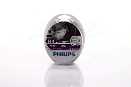 Лампа накаливания H4VisionPlus12V 60/55W P43t-38 PHILIPS 12342 VP S2