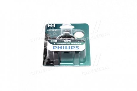 Лампа накаливания H4 X-treme VISION 12V 60/55W P43t-38 (+130) 1шт. Blister PHILIPS 12342XV+B1 (фото 1)