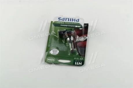 Лампа накалу H11 12V 55W PGJ19-2 LongerLife Ecovision 1шт blister PHILIPS 12362LLECOB1