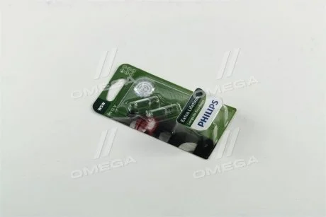 Лампа накаливания W5W 12V 5W W2,1X9,5d LongerLife EcoVision 2шт blister PHILIPS 12961LLECOB2