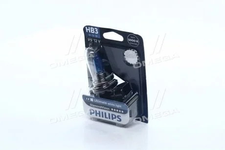 Лампа розжарювання HB3 12V 65W P20d Diamond Vision 5000K (blister 1шт) PHILIPS 9005DVB1