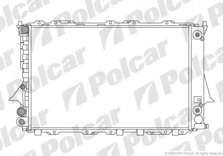 Радиатор охлаждения (412x632x30) Audi 100, A6 (с АКПП) 90- Polcar 131608A5 (фото 1)