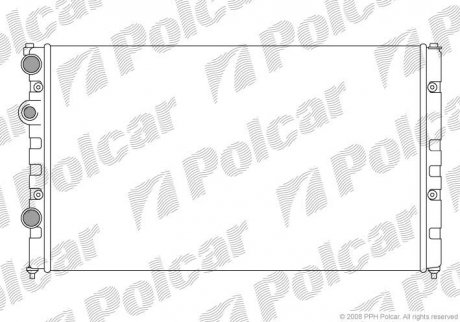 Основной радиатор Seat Cordoba 1.8, 2.0 93-99, Ibiza 1.6, 2.0 95-// VW Caddy II 1.9d 95-04, Polo 1.6i,1.9d 95-01 Polcar 952408-8 (фото 1)