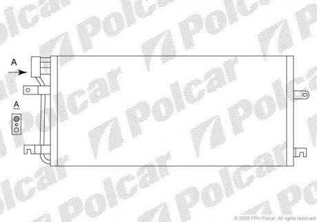 Радиатор кондиционера VW TRANSPORTER IV c бортовой платформой/ходовая часть (70XD) 92-03,TRANSPORTER Polcar 9566K8C2 (фото 1)
