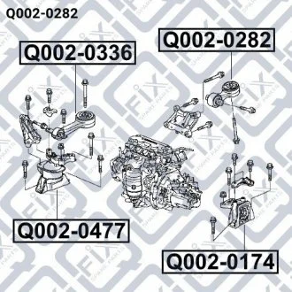 Подушка двигуна задня АКПП Q-FIX Q002-0282