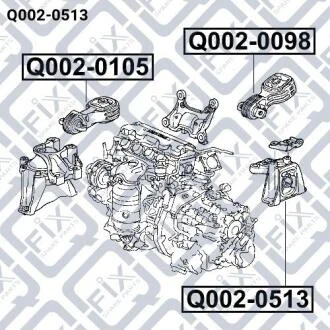 Подушка двигуна ліва Q-FIX Q002-0513 (фото 1)