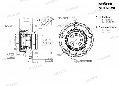 Подшипник ступицы зад.+монтажный к-кт VW Golf 4/Audi A3/ Skoda Octavia 96-15 SHAFER SH157.20K