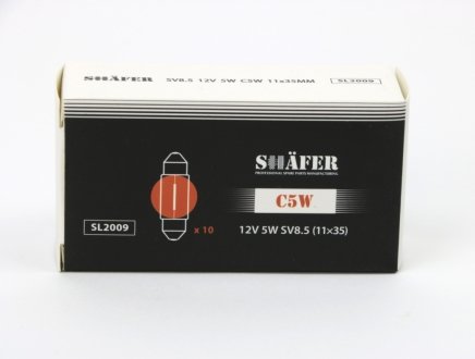 Лампа накаливания 12V 5W C5W SV8.5 (11?35) SHAFER SL2009 (фото 1)