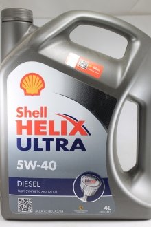 Масло моторное HELIX Ultra Diesel 5W40, 4л SHELL ТОВ-У001701 (фото 1)