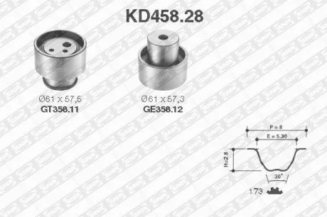 К-кт паска ГРМ Fiat Ducato 1.9TD 87-01 /173 x 25/ SNR NTN KD458.28