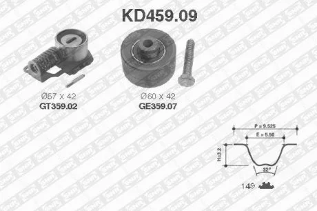 Комплект ремня ГРМ (Шкивы, Ремень.) SNR NTN KD459.09