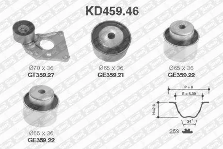 Комплект ременя ГРМ SNR NTN KD459.46
