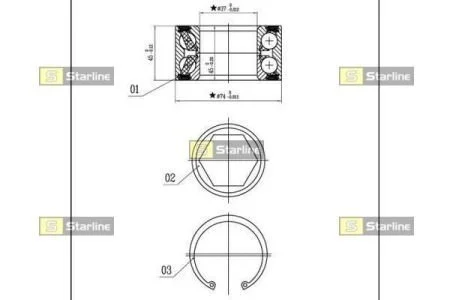 Подшипник ступицы колеса, к-кт. STARLINE LO 01326