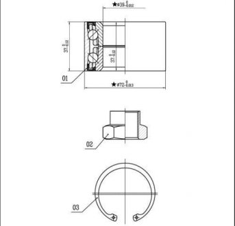 Підшипник маточини колеса, к-кт. STARLINE LO 01432 (фото 1)