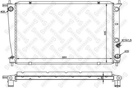 Радіатор охолодження двигуна M/T H-1 (Starex) STELLOX 1025184SX