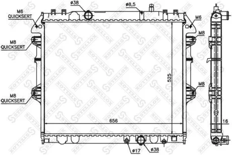 Фото 1 - радіатор охолодження двигуна Toyota HiLux 2.5TD 05>/3.0TD 06> STELLOX 1026341SX Радіатор охолодження двигуна Toyota HiLux 2.5TD 05>/3.0TD 06> STELLOX 1026341SX (фото 1)
