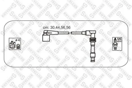 Провід високовольтний (комплект) Opel Astra/Vectra/Omega 1.4-2.0 92 STELLOX 1038449SX